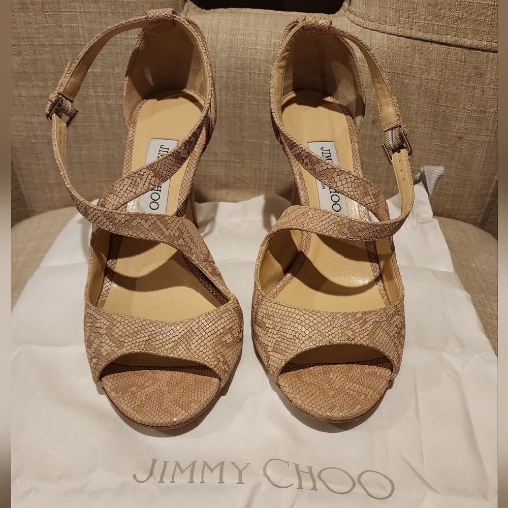 Jimmy Choo Emily Authentic Like New - 85mm Printed Metallic Leather